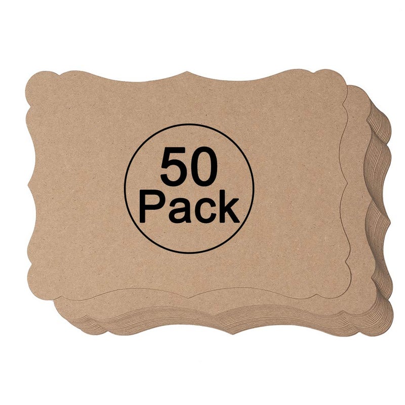 Homtable 50 Pack Blank Kraft Cards Cardstock Thick Paper Brown Greeting Cards for DIY Gift Card Menus, Baby Shower and Wedding Invitations (Kraft Color, 5x7IN) - Image 1
